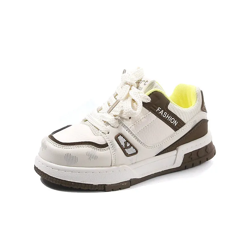 Fashion Patch Sneakers - White & Brown