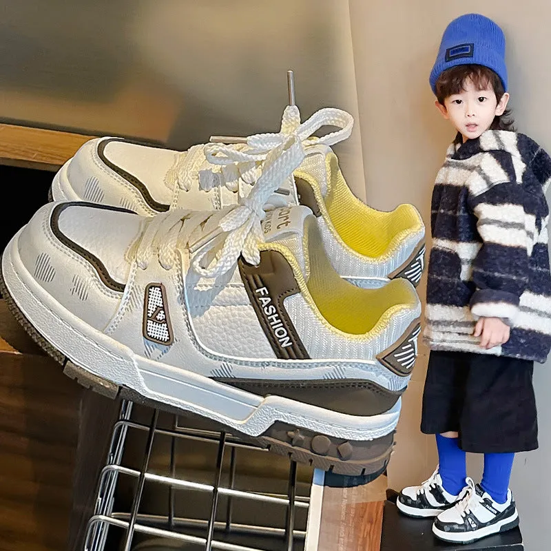 Fashion Patch Sneakers - White & Brown