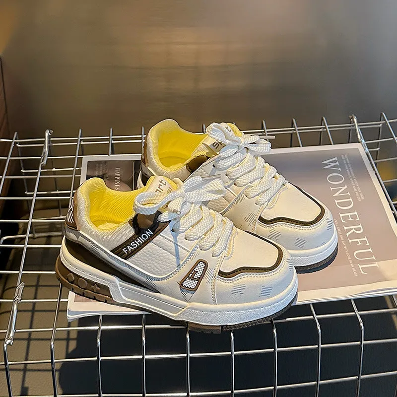 Fashion Patch Sneakers - White & Brown