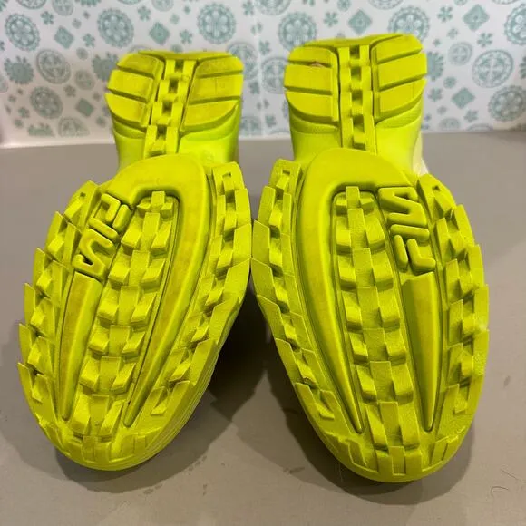 Fila Womens 8.5 Disrupter Shoes Sneakers White Yellow Lace Up 5FM00685-137