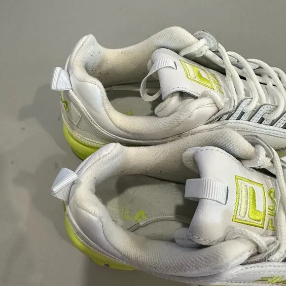 Fila Womens 8.5 Disrupter Shoes Sneakers White Yellow Lace Up 5FM00685-137