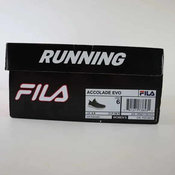 FILA Women's Accolade Evo Sneakers Size 6 Black Shoes New In Box