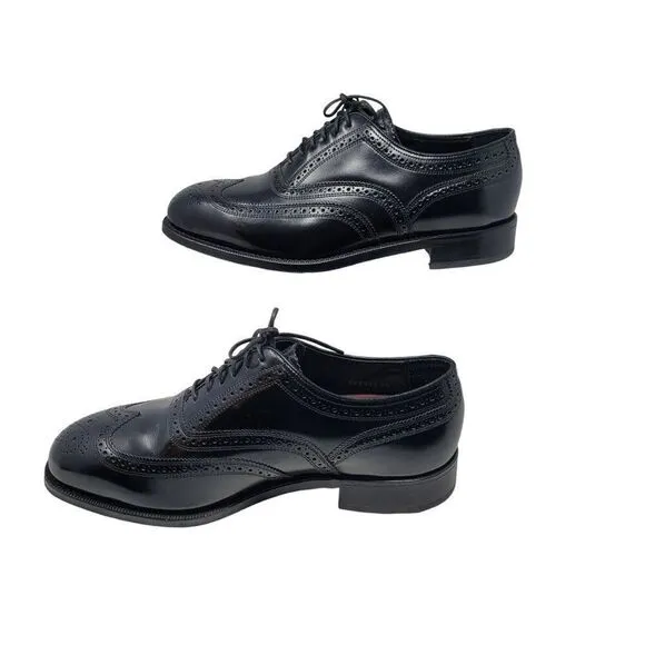Florsheim Lexington Wingtip Oxford Shoes Size 9 Black Leather Dress Shoes Career