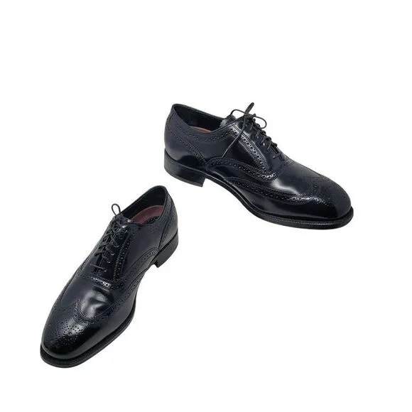Florsheim Lexington Wingtip Oxford Shoes Size 9 Black Leather Dress Shoes Career