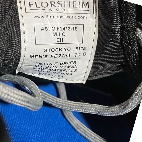 Florsheim Shoes Mens 7.5 D Grey Conway Work Comp Toe Oxford Lace Up Knit EH SR