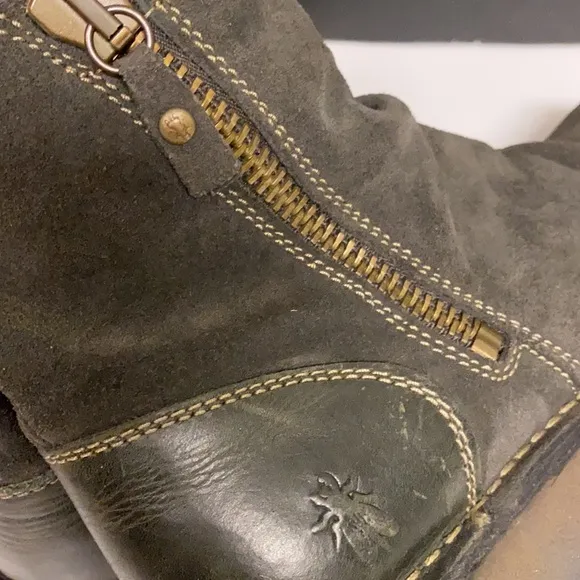 FLY LONDON Ankle Zip Grey Suede Boot Shoes Sz 39