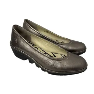 Fly London Shoes Womens Size 8 US Wedge Pump Pewter Slip On Comfort