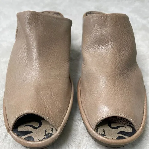 Fly London Women's Janeda Tan Open Toe Mules Slip On Shoes Size 42