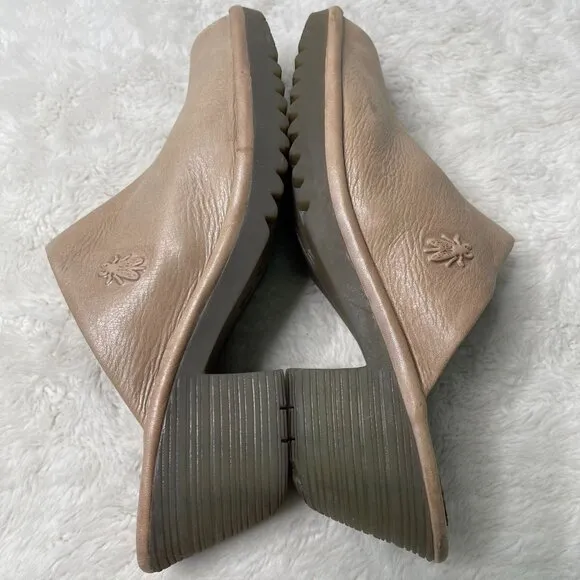 Fly London Women's Janeda Tan Open Toe Mules Slip On Shoes Size 42