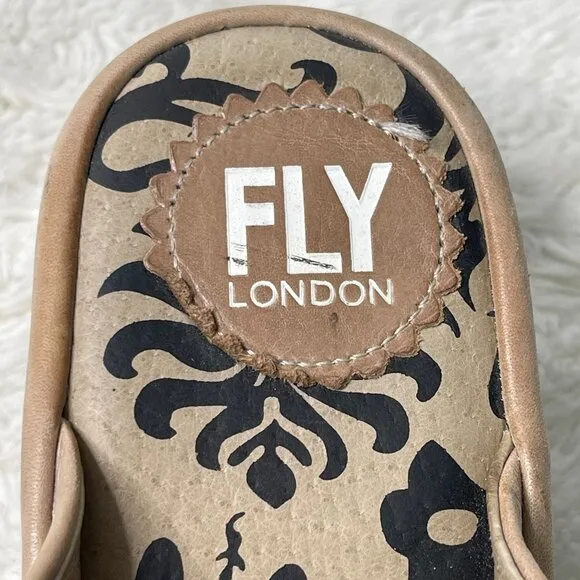 Fly London Women's Janeda Tan Open Toe Mules Slip On Shoes Size 42