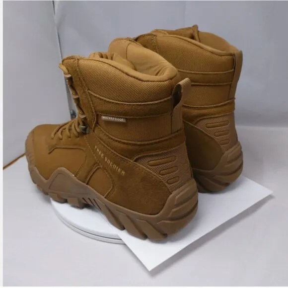 Free Soldier Mens 11W Brown Suede Leather Nylon Waterproof Hunting Boots ACC0033