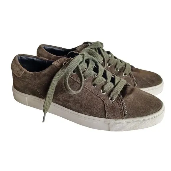 Frye &amp; Co. Sindy Moto Low Womens 6 Green Suede Lifestyle Sneakers Shoes