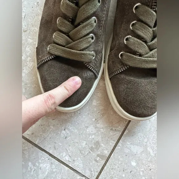 Frye &amp; Co. Sindy Moto Low Womens 6 Green Suede Lifestyle Sneakers Shoes
