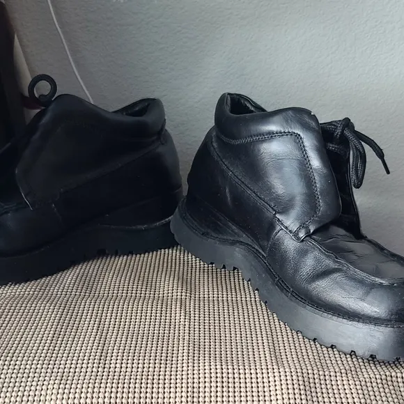 Frye Black Leather Work Boots