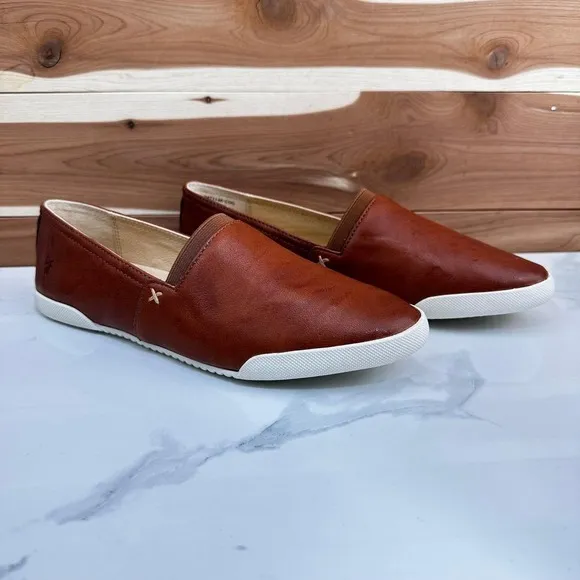 FRYE Melanie Women's Tan Leather Slip On Sneaker Flats Spring Shoes Size 7