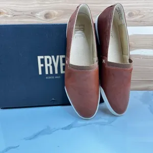 FRYE Melanie Women's Tan Leather Slip On Sneaker Flats Spring Shoes Size 7