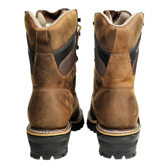 Georgia Boot LTX Men's Size 8.5W Brown Logger Waterproof 9&quot; Work Boots GB00616