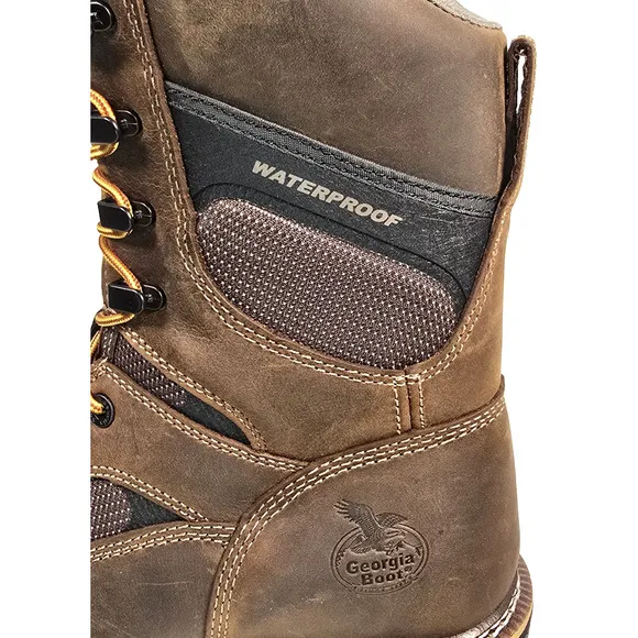 Georgia Boot LTX Men's Size 8.5W Brown Logger Waterproof 9&quot; Work Boots GB00616