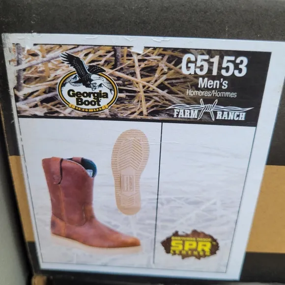 GEORGIA BOOTS 10&quot; WORK Or FARM WELLINGTON BOOT G5153 Mens Size 8 N 8.5
