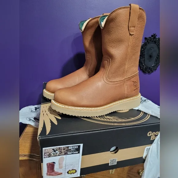 GEORGIA BOOTS 10&quot; WORK WELLINGTON BOOT G5153 Mens Size 13 Medium New! Big Mens