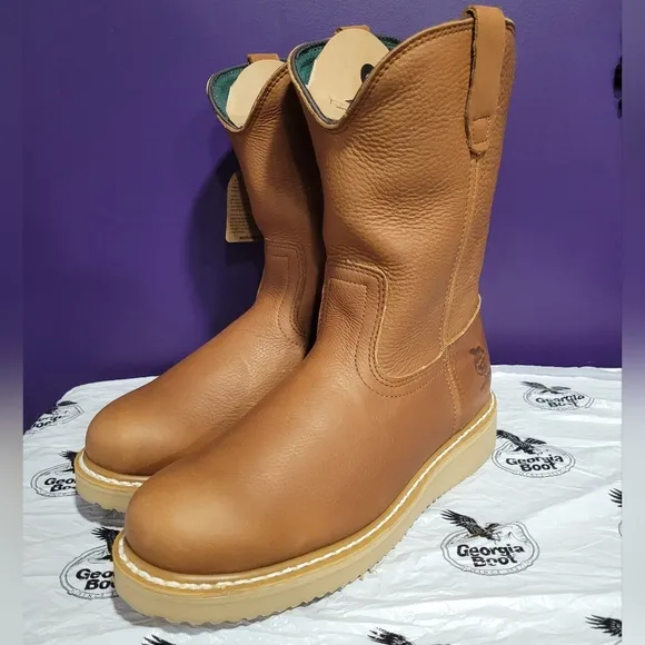 GEORGIA BOOTS 10&quot; WORK WELLINGTON BOOT G5153 Mens Size 13 Medium New! Big Mens