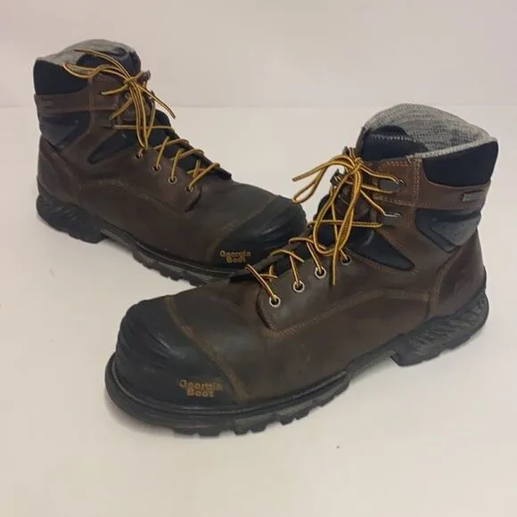 Georgia Boot Size: 13M Mens Black and Brown Waterproof Work Boots B95