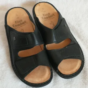 German Made Finn Comfort Jamaika Black Leather Sandal EU 36 US 5, MSRP $224