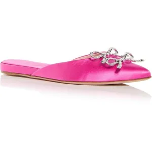 Giambattista Valli Womens Pink Satin Pointed Toe Bow Mules Shoes Imperfections