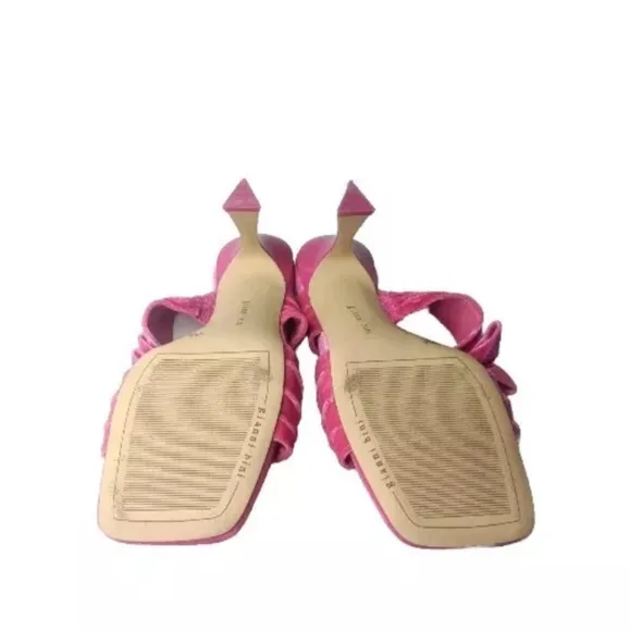 Gianni Bini Pandorah Velvet Bow Square Toe Dress Sandals Sz 7 Heels Shoes Pink