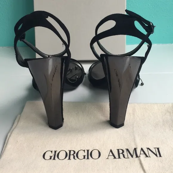 Giorgio Armani Black Strappy Heels