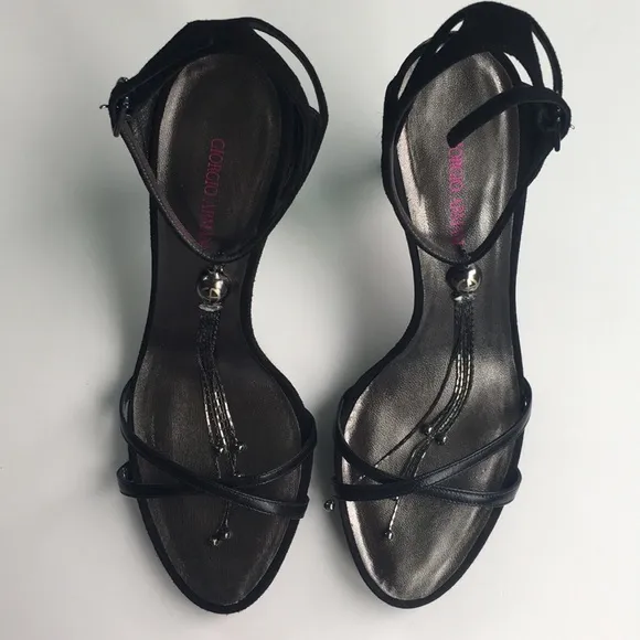 Giorgio Armani Black Strappy Heels