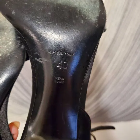 Giorgio Armani Satin and Rhinestone Heels Sz 40