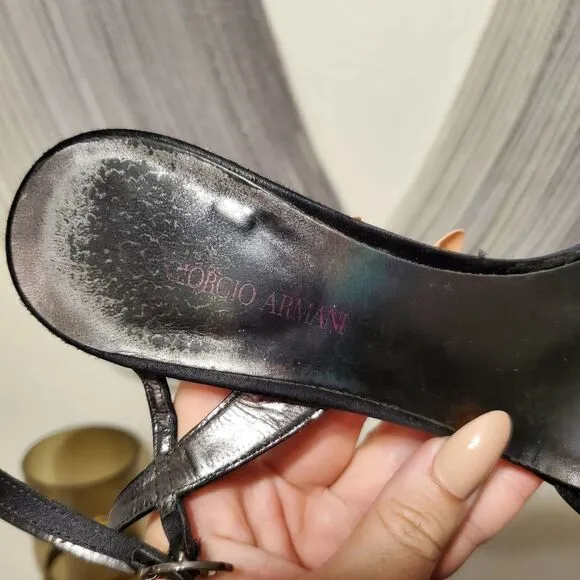 Giorgio Armani Satin and Rhinestone Heels Sz 40