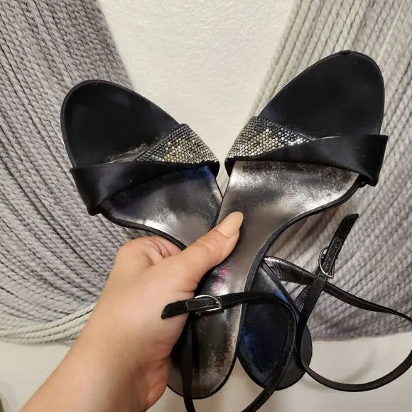 Giorgio Armani Satin and Rhinestone Heels Sz 40