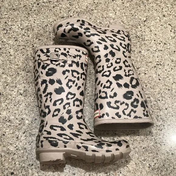 Girls 3 Hunter Cheetah / Animal Print Rainboots