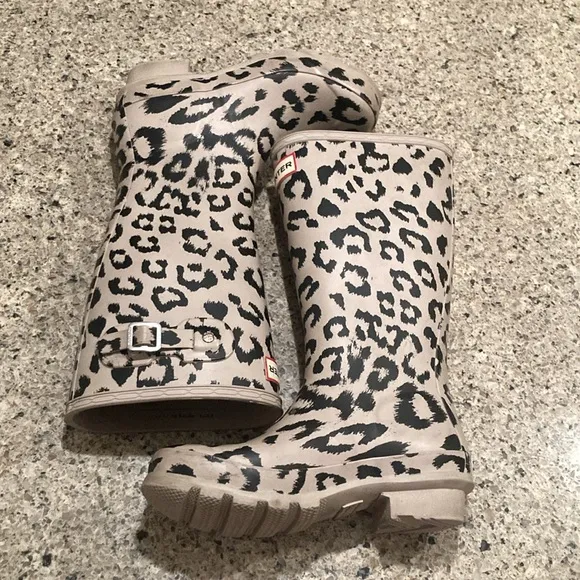 Girls 3 Hunter Cheetah / Animal Print Rainboots