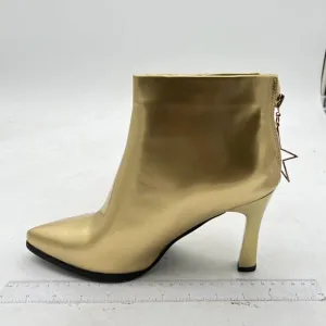 Gold Women Chic High Heels Ankle Boots with Back Zipper Pointed Toe Dress Boot