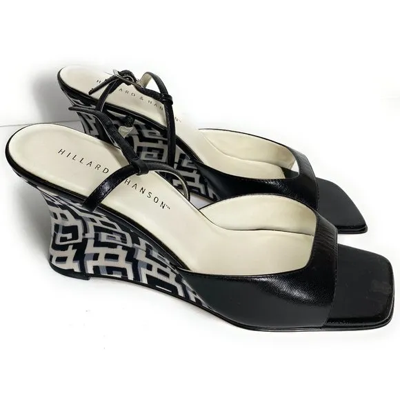 Hillard &amp; Hanson Shoes Open Toe Wedges