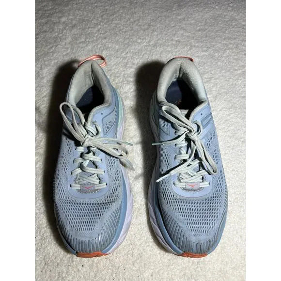 Hoka Bondi 7 Light Blue Running Shoes Size 8.5