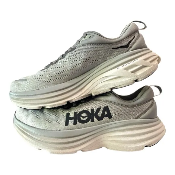 HOKA Bondi 8 Men’s Running Shoes | Size 9D | Shark Gray/Harbor Mist