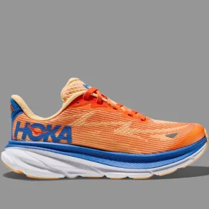 Hoka Clifton Orange and Blue Walking Shoes Sneakers Size 9 Wide Men's