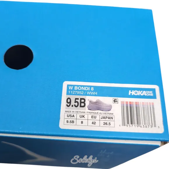 HOKA ONE Bondi 8 Womens 9.5B Triple White Monochrome Run Walking Comfort Sneaker