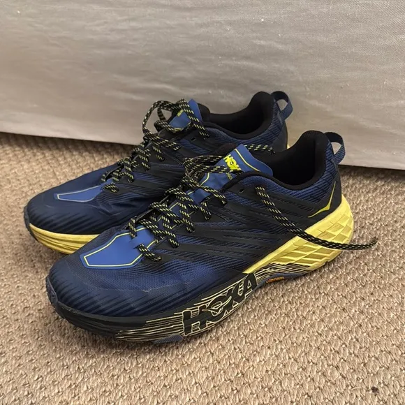Hoka One One Blue and Yellow Running Shoes