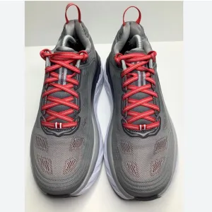 Hoka One One Bondi 6 Gray &amp; Red Mens Athletic Running Shoes Size 11.5