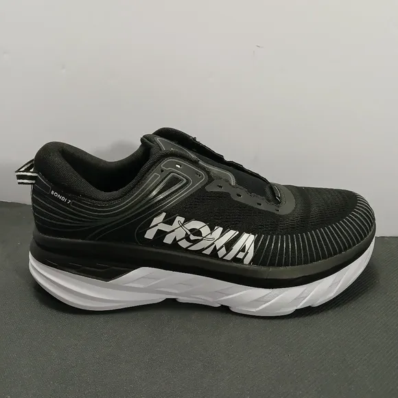 Hoka One One Bondi 7 Running Shoes Black White Men's Size 9