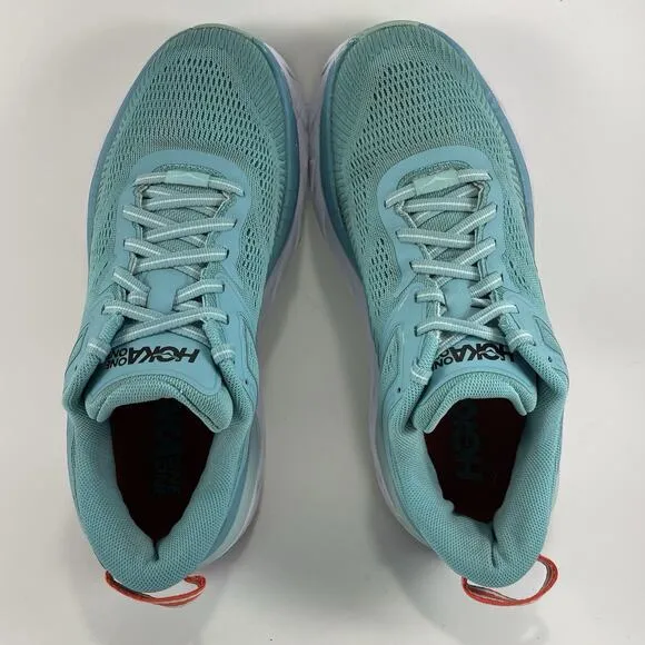 Hoka One One Bondi 7 Running Shoes Womens Size 7.5 Aqua Blue Athletic Sneakers