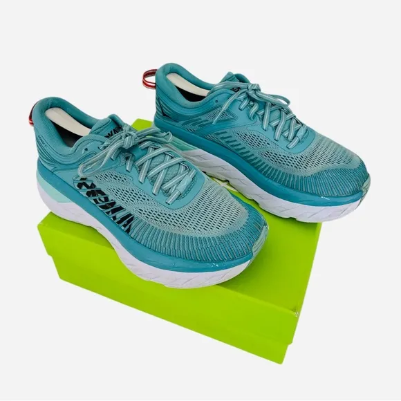 Hoka One One Bondi 7 Womens Size 8.5 Green Teal Running Walking Gym Comfort