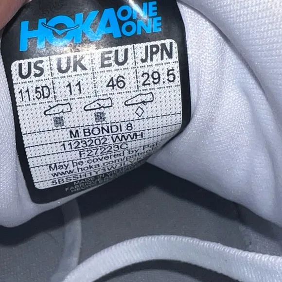Hoka one one Bondi 8 mens running shoes white size 11.5