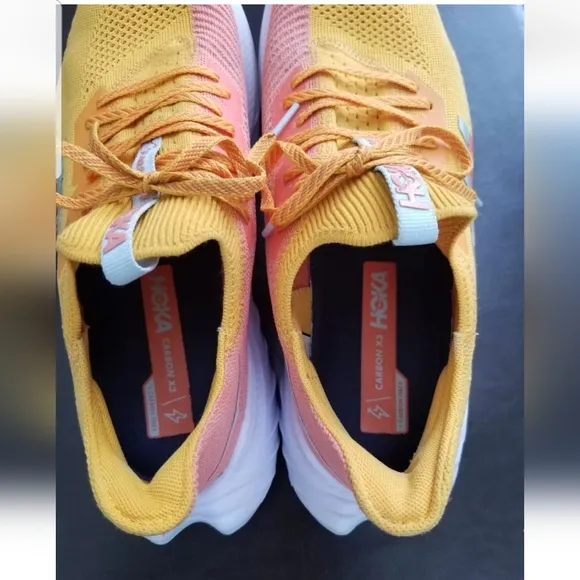 Hoka One One Carbon X 3 Mens Size 12.5 D Radiant Yellow Camellia Running Shoes