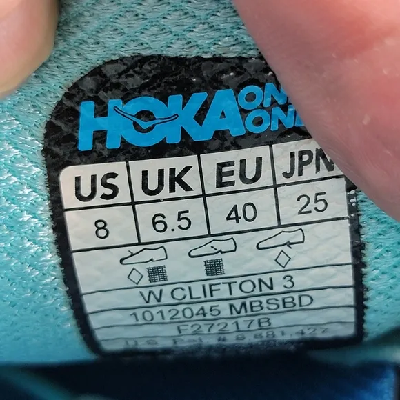 Hoka One One Clifton 3  Running Shoes Black/Turquoise Womens 8